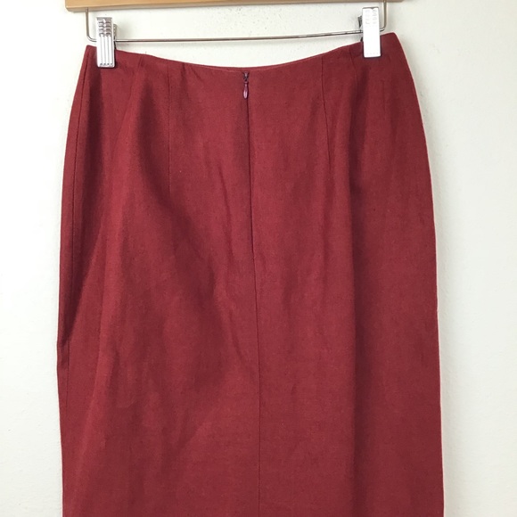 Rena Lange Pencil Skirt Linen Red 34 Knee Length - Picture 4 of 6